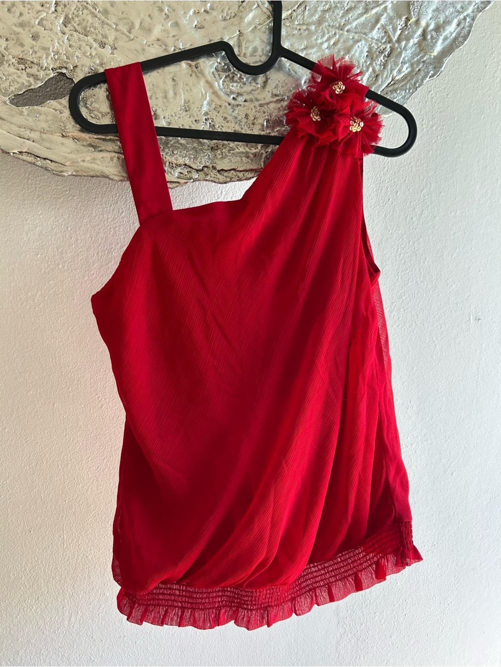 Nicole by Nicole Miller Red Floral Embellished Camisole Size Medium NWT